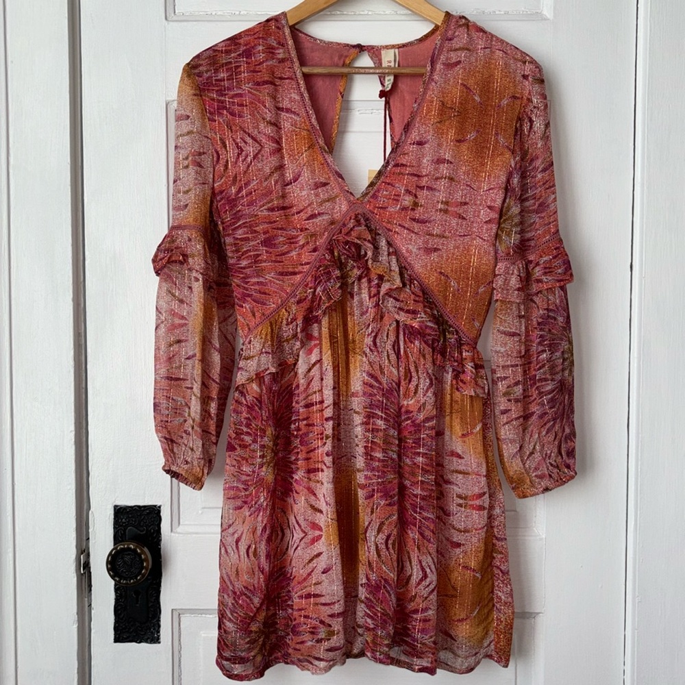 RAGA LONG SLEEVE FLORAL PRINT BABYDOLL DRESS